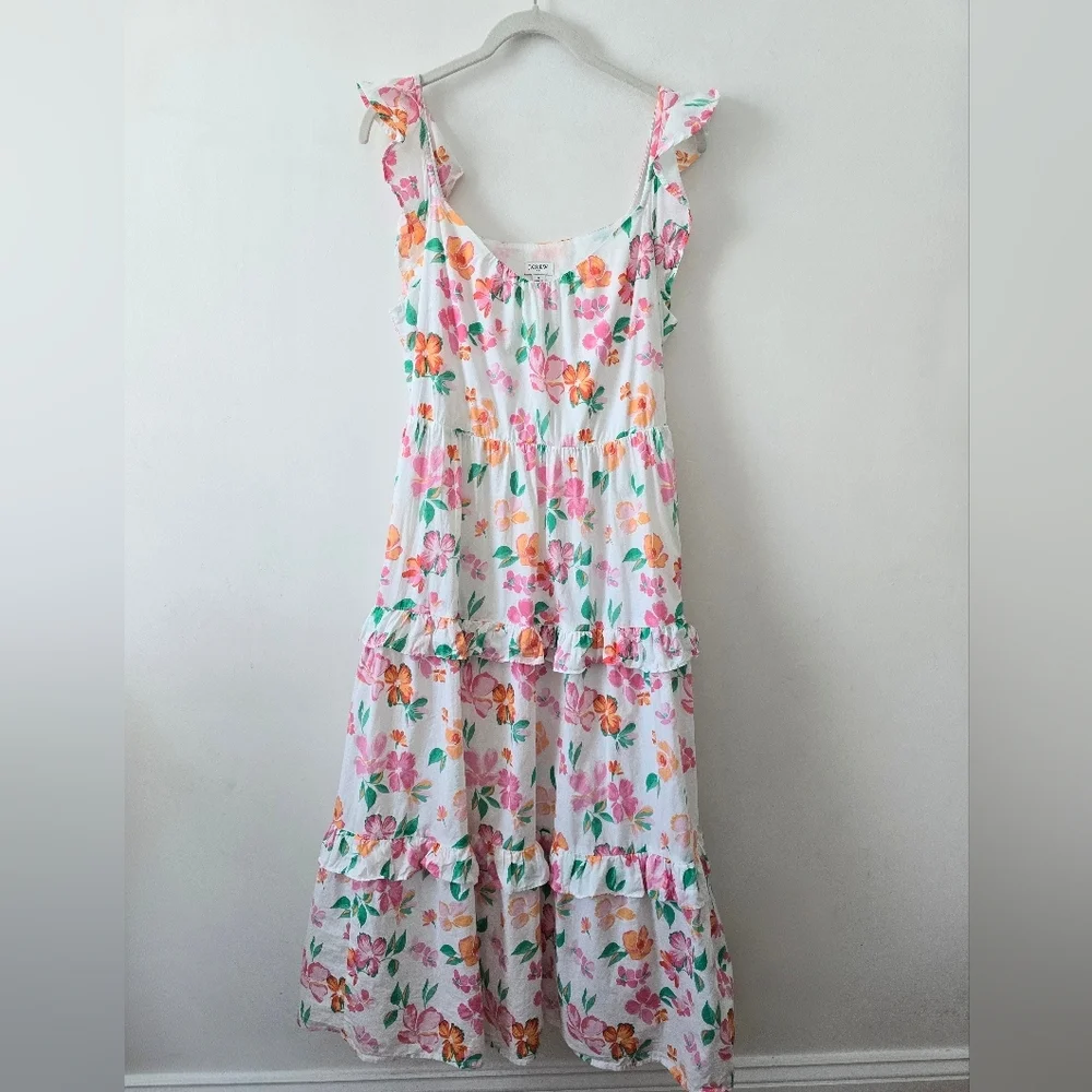 J. Crew Floral Print Midi Tiered Dress Size Small